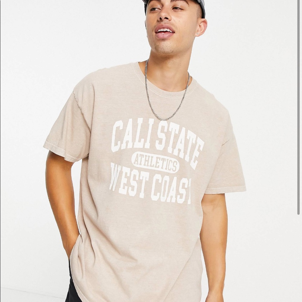 New Look t-shirt with Cali print in overdye stone
